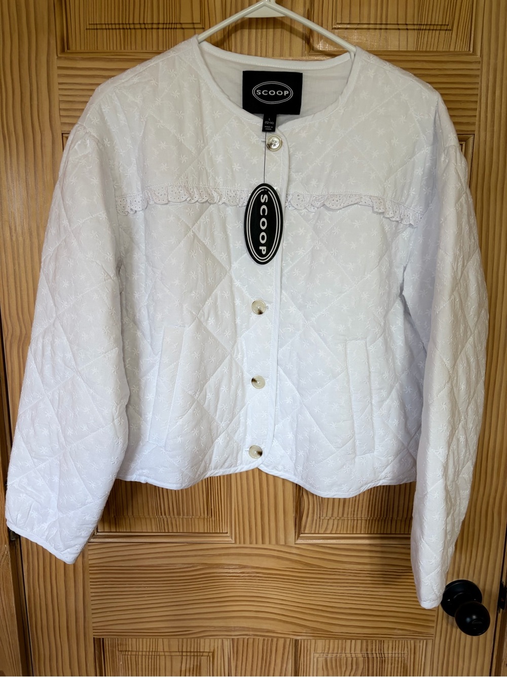 Cropped White Button-Front Jacket